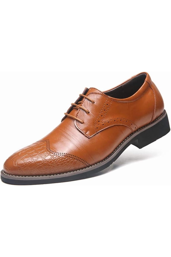 Men Casual Leather Oxfords Business Slip On Work Driving Loafers Walking Shoes Boat Moccasins Yellow 7.5 US