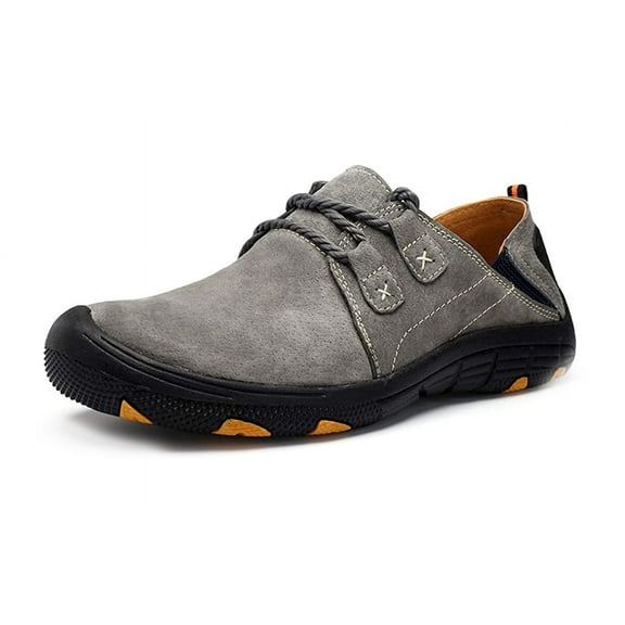 Men Casual Leather Sneakers Loafers Oxford Driving Outdoor Walking Fashion Hiking Shoes Workout Footwear Flats 10.5 Gray