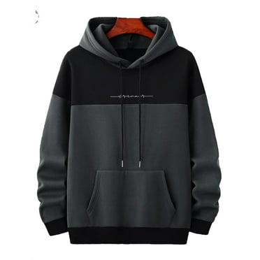 Men Casual Letter Hooded Pullovers Long Sleeve Men Sweatshirts XL (42)