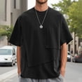 thumbnail image 1 of Men Casual Loose Fit Pocket Tee Round Neck Stretchable T Shirt Everyday Wear Spring Summer Blend Comfortable TopBlackS, 1 of 5