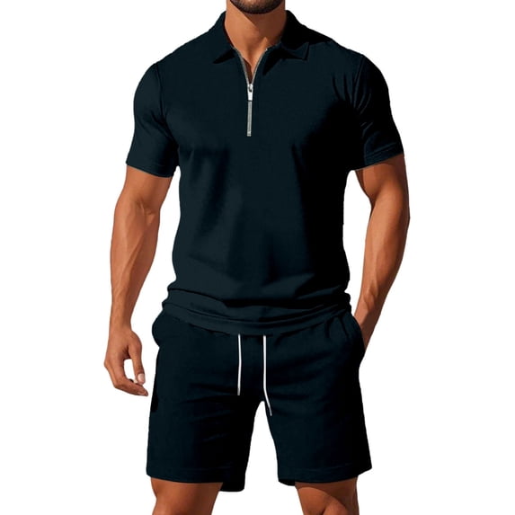 Men Casual Outfits Regular-Fit Short-Sleeve Short Sleeve T-Shirt and Shorts Elastic Fashion Loose Fashion Track Suits Activewear Clothing Black Size Black