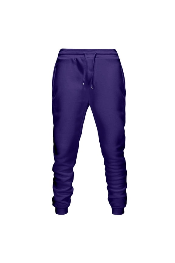 Men Casual Pants Elastic Waist Drawstring Outdoor Solid Color Trousers Fall Classic Comfy Taper Leg Street Pant Purple XXL