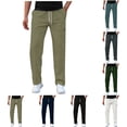 thumbnail image 1 of Men Casual Pants Men Casual Cotton Relaxed Fit Pants Mens Joggers Pants Regular Fit Casual Pants Workwear Pants Casual Pants Hiking Pants Sweatpants for Men Streetwear, 1 of 8
