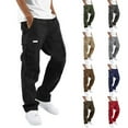 thumbnail image 1 of Men Casual Pants Size Large Mens Baggy Cargo Pants with Zipper Pockets Drawstring Tapered Jogging Pants for Workout, Jogging, Running, 1 of 5