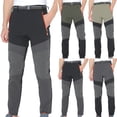 thumbnail image 1 of Men Casual Patchwork Outdoor Pants， Trousers Joggers， Button & Zipper Fly with Belt， Straight Leg Loose Fit， Lightweight Breathable， Hiking Work Daily， Summer | AESTIVO,Khaki 3XL, 1 of 7