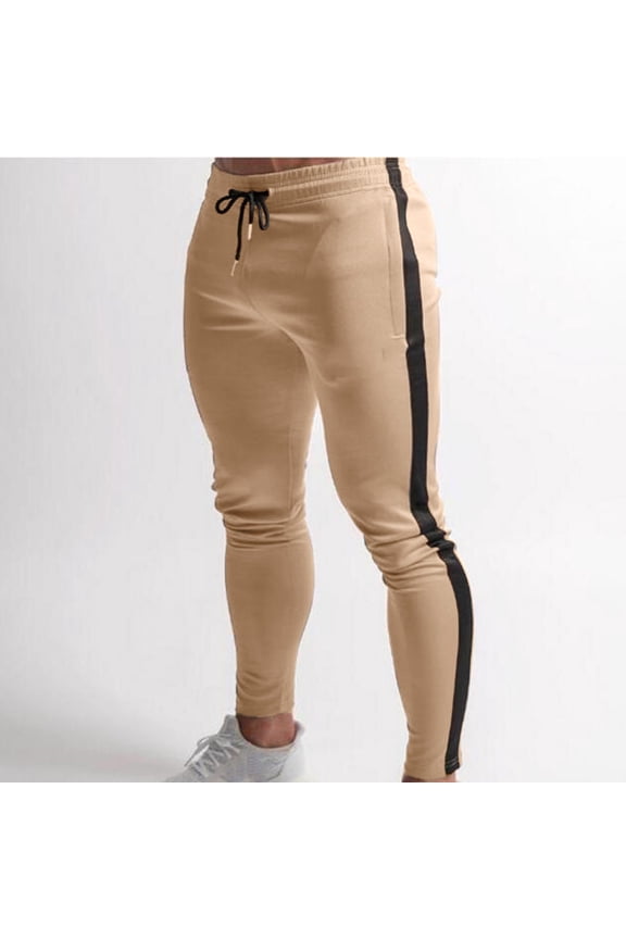 Men Casual Patchwork Tight Fitting Elastic Waist Pockets Fitness Sport Pants Pants Belly Control Leggings For Men Hallow Stripe Leggings Workout Pants Fleece Lined Leggings Men