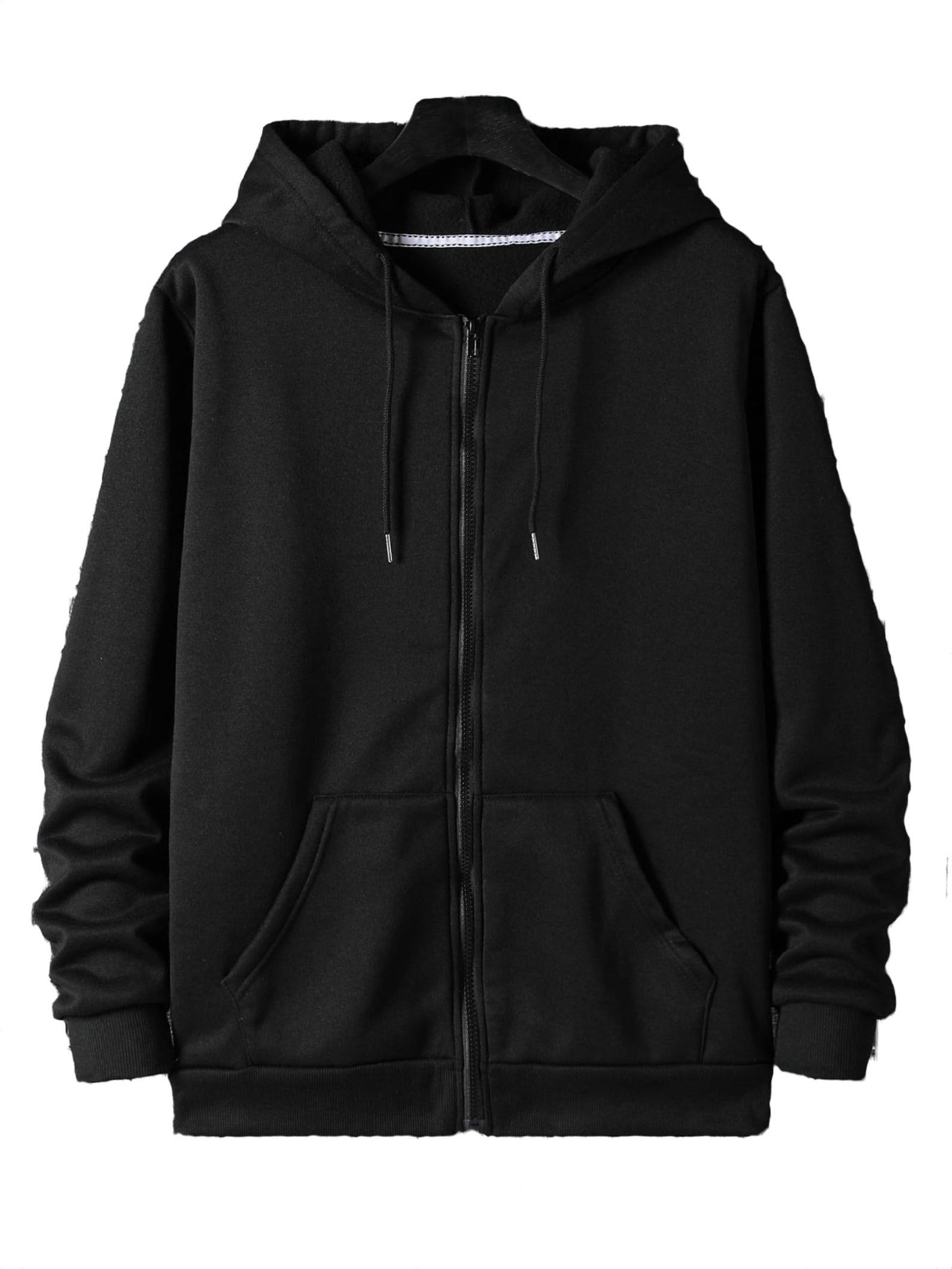 Men Casual Plain Hooded Zip Up Long Sleeve Men Sweatshirts S