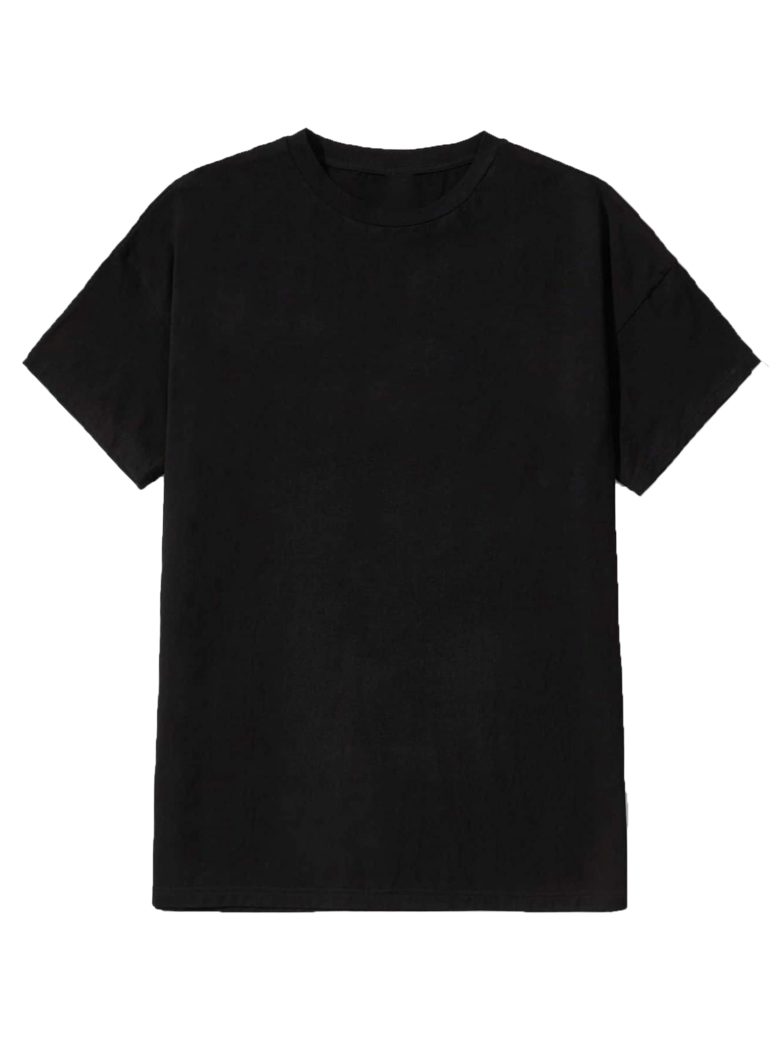 Men Casual Plain Round Neck Black Short Sleeve TShirts XL
