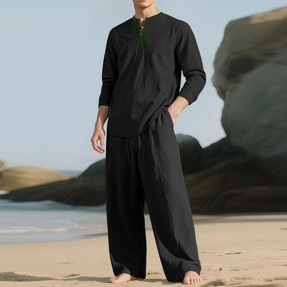 Men Casual Pullover Hooded Tracksuit 2 Piece Jogger Set, Elastic Waist Sweatpants and Long Sleeve Top, Mens Sportswear for Daily, Gym, Outdoor and Casual
