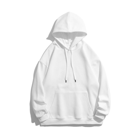 Men Casual Pullover Hoodie Loose Trendy Drawstring Pocket Solid Long Sleeve Tops Baggy Hooded Sweatshirt S-3XL (X-Large, White)