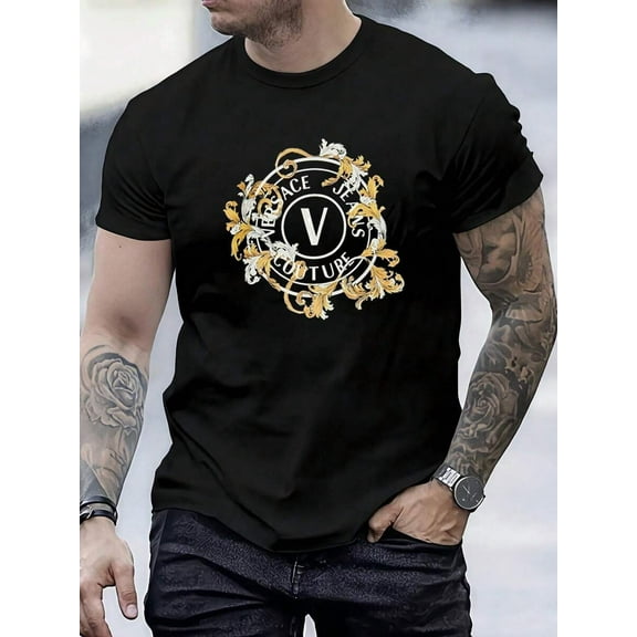 Men Casual Round Neck Short Sleeve 100% Cotton T-Shirt, Summer Vacation Top, Funny Graphic Tees, Y22K Street Wear, Gifts For Boyfriend And Husband