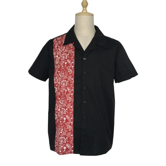 Men Casual Shirts Panel Pattern Button Down Shirt