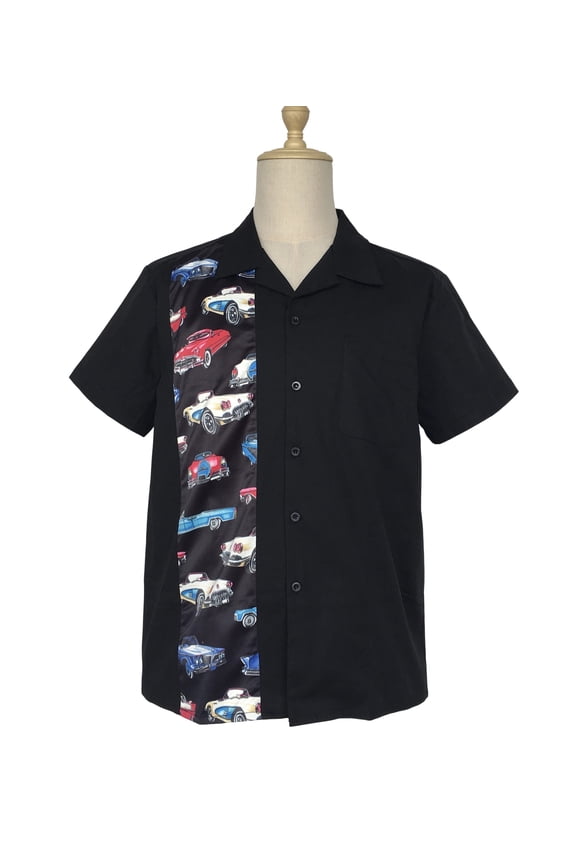 Men Casual Shirts Panel Pattern Button Down Shirt