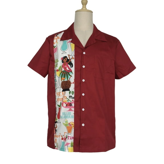 Men Casual Shirts Panel Pattern Button Down Shirt