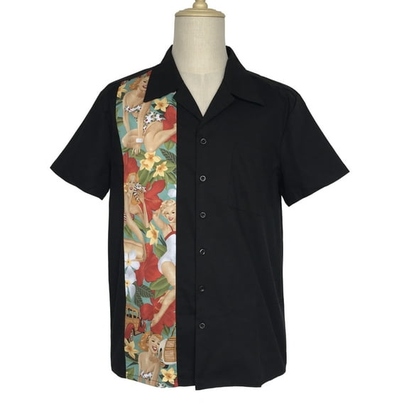 Men Casual Shirts Panel Pattern Button Down Shirt