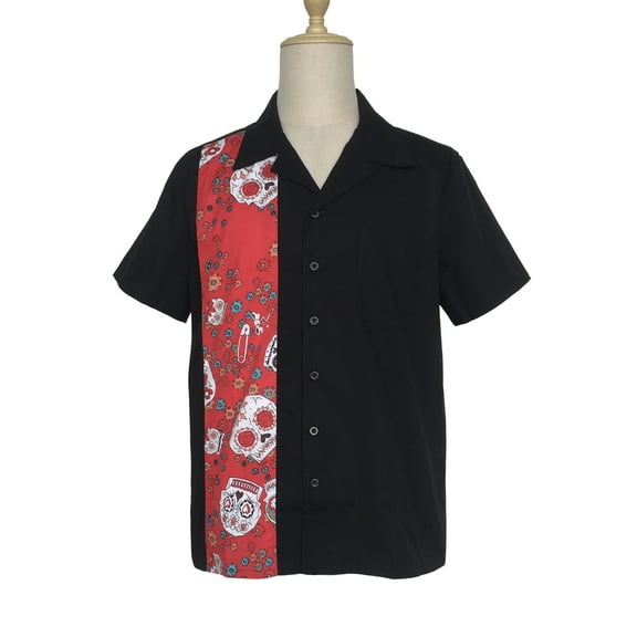 Men Casual Shirts Panel Pattern Button Down Shirt