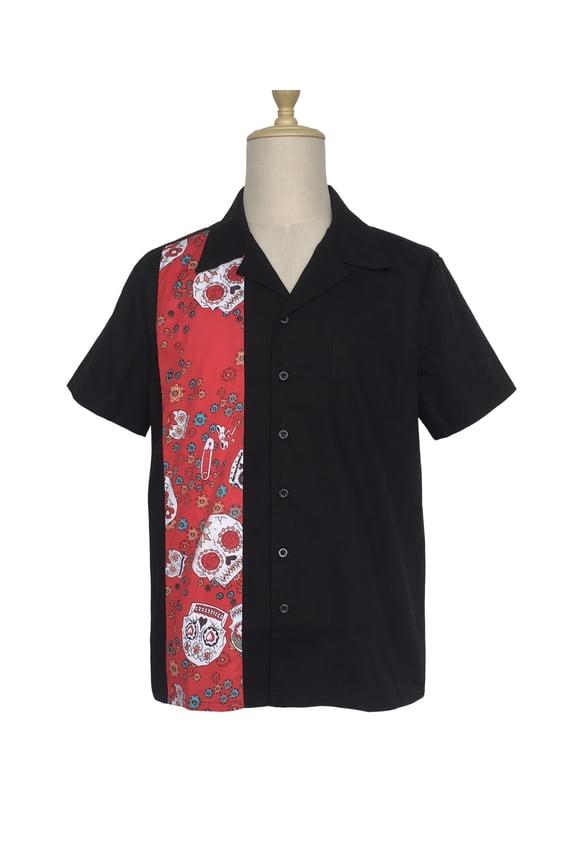 Men Casual Shirts Panel Pattern Button Down Shirt