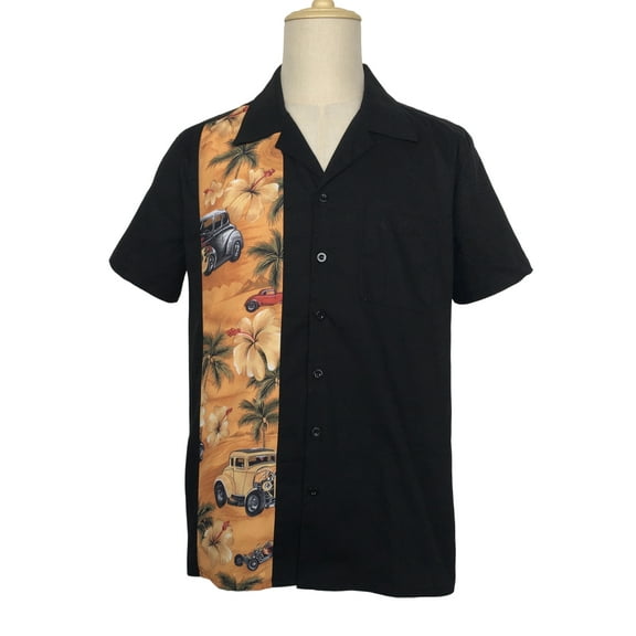 Men Casual Shirts Panel Pattern Button Down Shirt