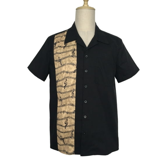 Men Casual Shirts Panel Pattern Button Down Shirt