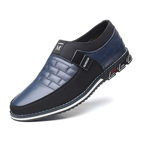 Men Casual Shoes Leather Slip On Moccasins Hiking Dress Sneakers Casuales Penny Loafers Comfort Driving Fashion 9 Blue