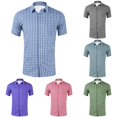 thumbnail image 1 of Men Casual Short Sleeve Checkered Shirt Slim Fit Button Down Plaid Fashion Staple For Fall Winter Everyday Wear Versatile Stylish Outfits Blue 5XL, 1 of 4