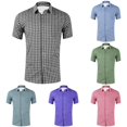 thumbnail image 1 of Men Casual Short Sleeve Checkered Shirt Slim Fit Button Down Plaid Fashion Staple For Fall Winter Everyday Wear Versatile Stylish Outfits Gray 4XL, 1 of 4