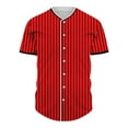 thumbnail image 1 of Men Casual Short Sleeve Stripe Print Blouse Button Down Slim Fit Shirt Classic Breathable Fabric Blank Baseball Jerseys, 1 of 4