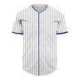 thumbnail image 1 of Men Casual Short Sleeve Stripe Print Blouse Button Down Slim Fit Shirt Classic Breathable Fabric Blank Baseball Jerseys, 1 of 4