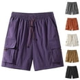 thumbnail image 1 of Men Casual Shorts Men Cargo Short Short Cargo Pants for Men Casual And Comfortable Drawstring Pocket Elastic Waist Workwear Shorts Black S, 1 of 7