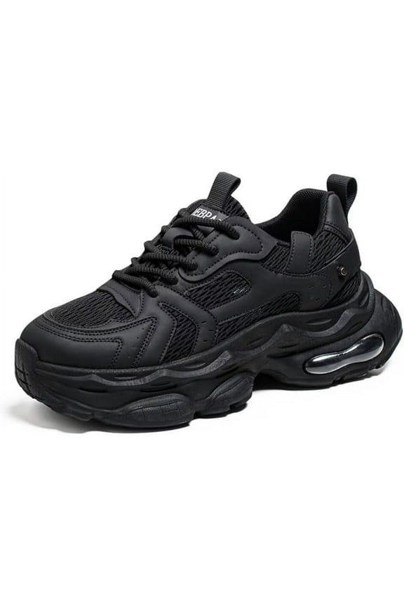 Men Casual Sneakers Thick Bottom Sole Cushion Lace-up Mesh Breathable Walking Shoes