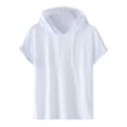 thumbnail image 1 of Men Casual Solid Fashion Hooded Pullover Short Sleeve Sports T-Shirt Top Spring SMihono Hooded Blouse for Mens Trendy 2024 White 8, 1 of 3