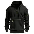 thumbnail image 1 of Men Casual Solid Hooded Sweatshirt Long Sleeve Pullover with Zipper Pockets, 1 of 3