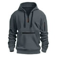 thumbnail image 1 of Men Casual Solid Hooded Sweatshirt Long Sleeve Pullover with Zipper Pockets, 1 of 3