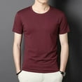 thumbnail image 1 of Men Casual Solid Short-sleeved Tees Slim Round Neck Bottoming Trendy Pullover, 1 of 12