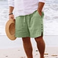 thumbnail image 1 of Men Casual Solid Side Split Pocket Elastic Waist Straight Half Shorts Pants Sport Pants, 1 of 7