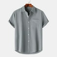 thumbnail image 1 of Men Casual Solid Turndown Shirts Short Sleeve Button Closure Shirt Blouse Summer Shirts for Men, 1 of 9