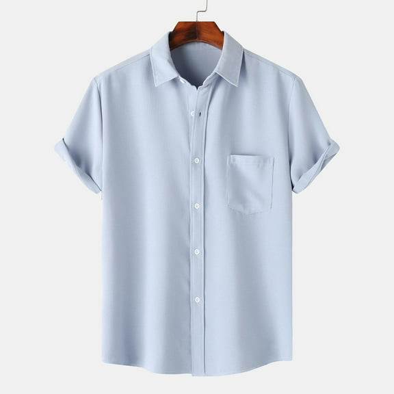 Men Casual Solid Turndown Short Sleeve Button Closure Shirt Hawaii Blouse Blouses For Men Under 10 G 2024 Summer Loose Tee Shirts Blouse Contact Paper For Countertops Waterproof