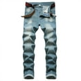 thumbnail image 1 of Men Casual Straight Loose Fit Comfort Jeans Men's Slim Fit Jeans Denim Pants Streetwear Mens Fashion Skinny Jeans Bootcut Jeans for Men , XL&Light Blue, 1 of 8