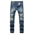 thumbnail image 1 of Men Casual Straight Loose Fit Comfort Jeans Men's Slim Fit Jeans Denim Pants Streetwear Mens Fashion Skinny Jeans Bootcut Jeans for Men , XL&Light Blue, 1 of 7