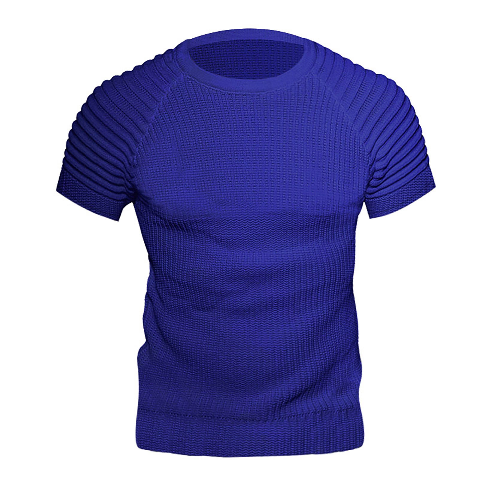 Men Casual Streetwear T Shirt Fitted Pleated Sleeve Muscle Building