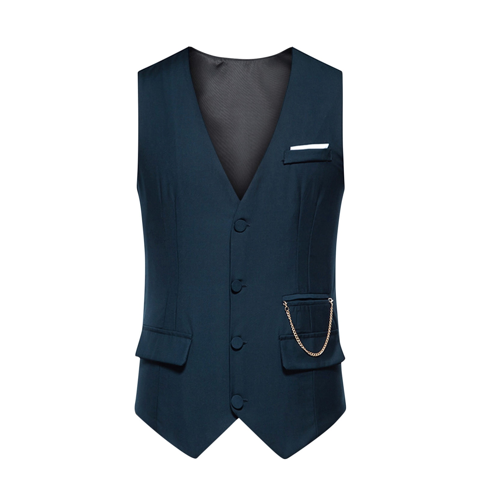 Men Casual Suit Vest Slim Fit Formal Vest Have Pockets