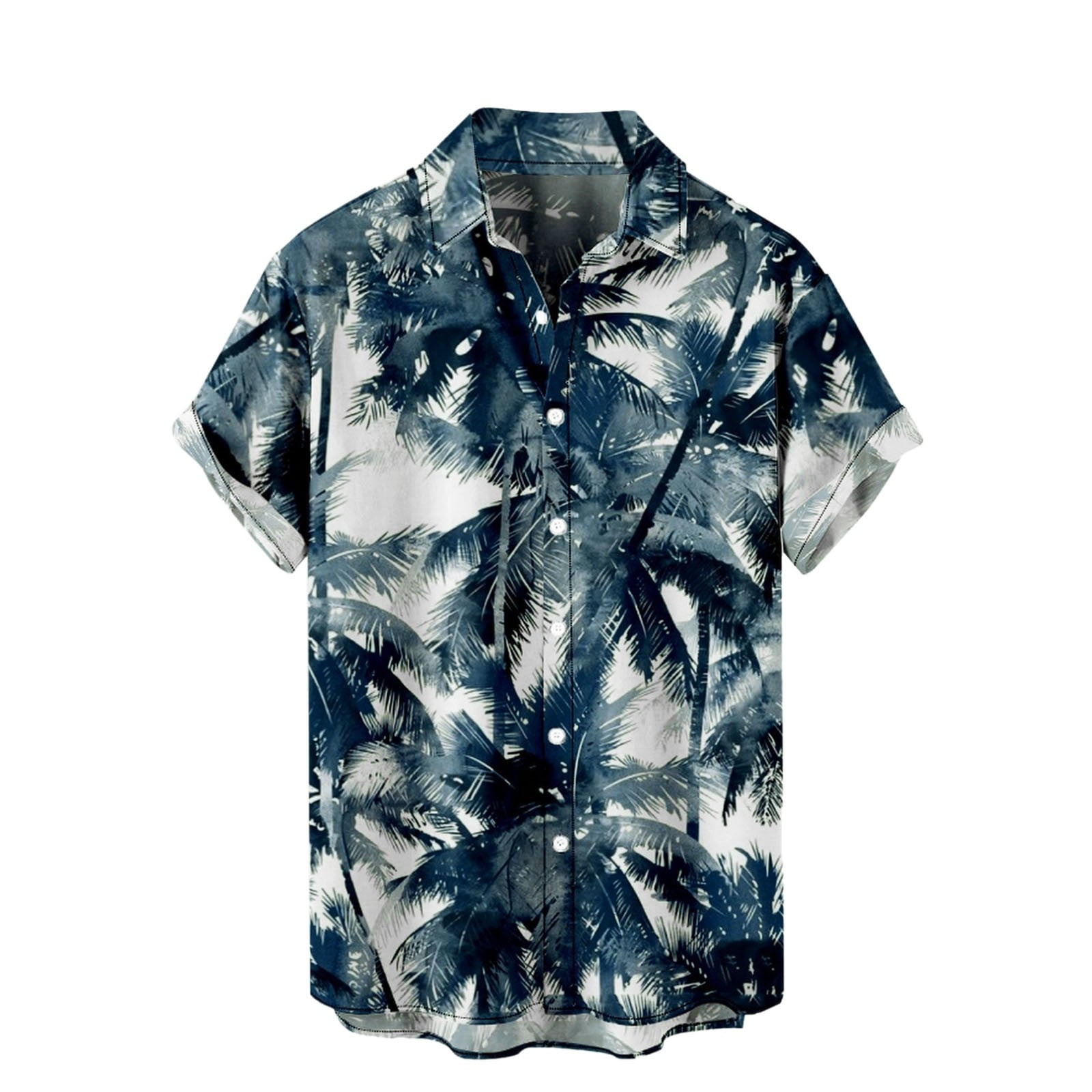 Men Casual Summer Shirts Short Sleeve Coconut Tree Printed Loose Beach ...