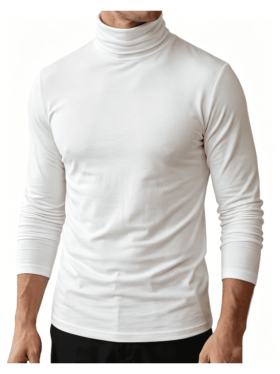 Men Casual Turtleneck Slim Fit Basic Tops Lightweight Long Sleeves Top Underwear Male Blouse T-Shirt