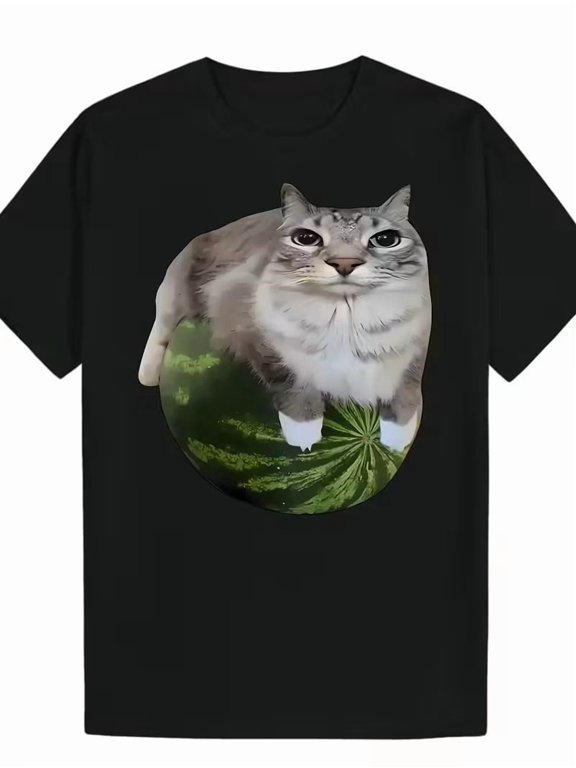 Men Cat Graphic Lightweight T-Shirt