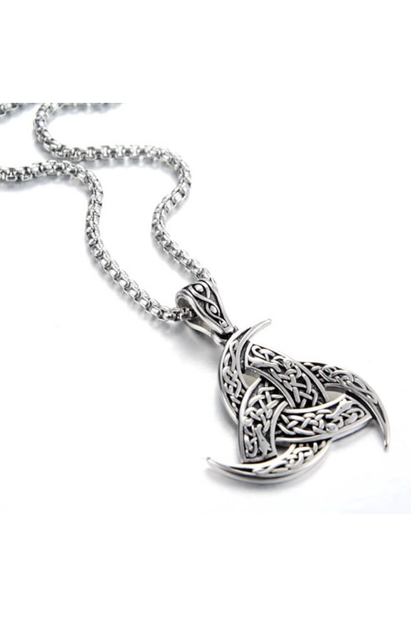 Men Celtics Knot Trinity Pendant Necklace 14K Yellow Gold Norse Runes Slavic Icelandic Jewelry Vikings Amulet Vintage Male Gifts