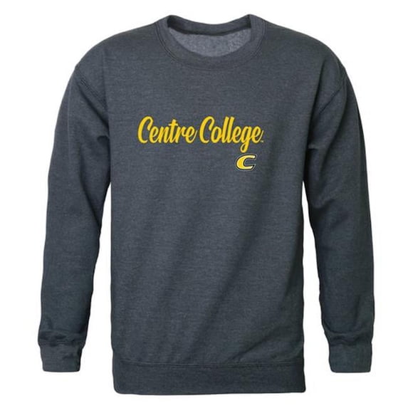 Men Centre College Script Crew Fleece, Heather Charcoal - Large