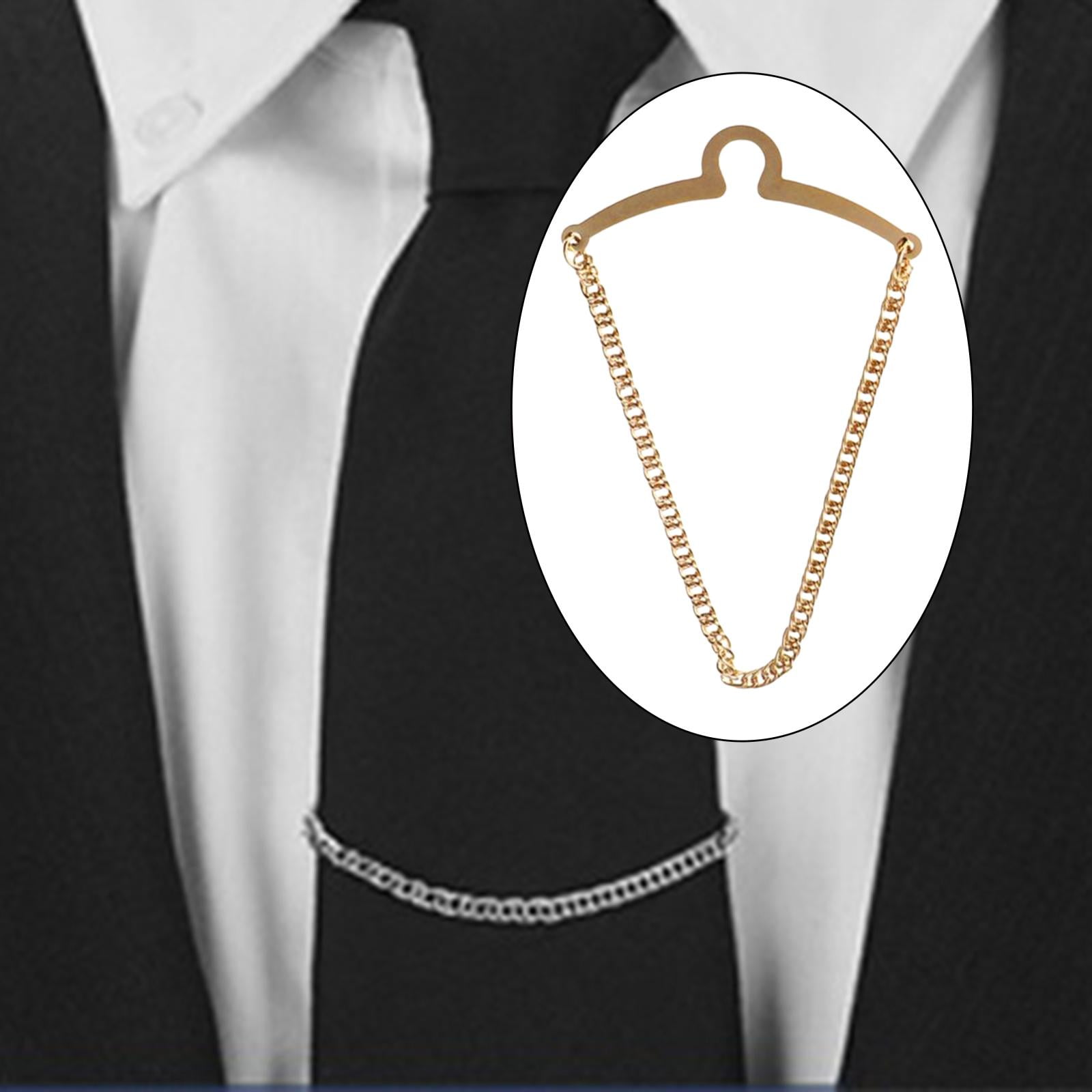 High quality simple Tie pin , Tie clip with chain