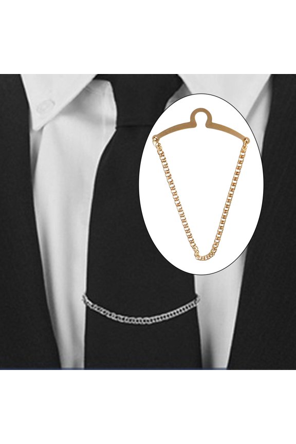 Men' Chain Herringbone Brooch Necktie Chain Button Attachment Tie Clip