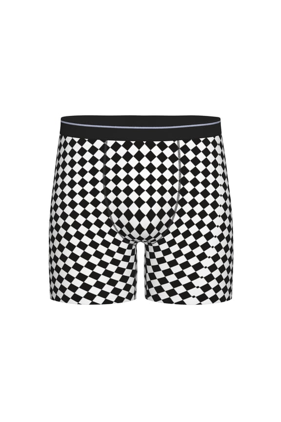 Men Checkerboard Chess Boxer Briefs Novelty Boxer Shorts Underwear No Fly
