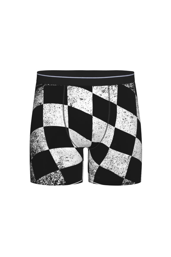 Men Checkered Flag Boxer Briefs Novelty Boxer Shorts Underwear No Fly